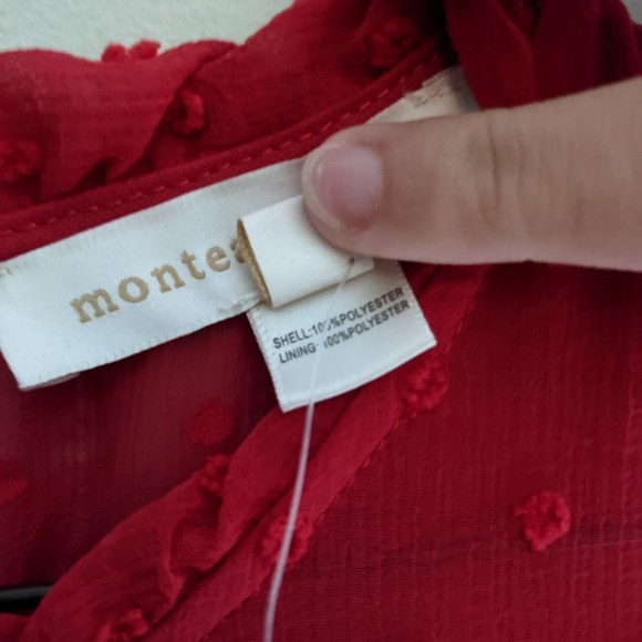 Monteau | NWT Red Sleeveless Ruffled Dress - Picture 6 of 9